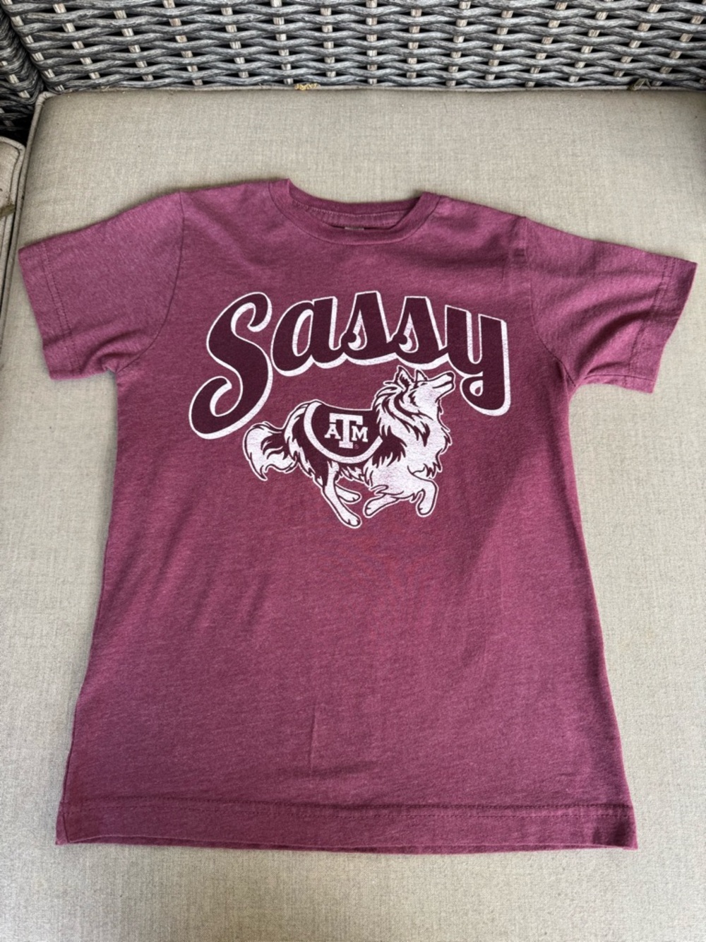 LAT, Sassy, Maroon, Short Sleeve, Texas A&M Shirt with Graphic on front